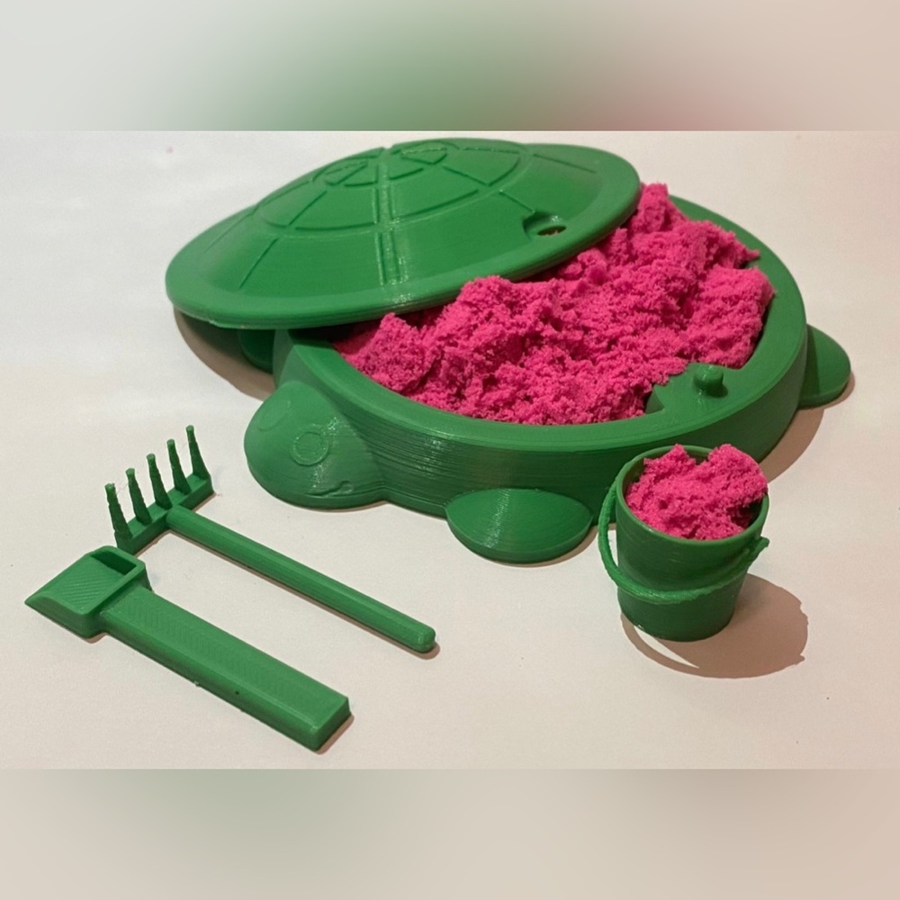 Sensory Turtle Sandbox | Nostalgic Desk Toy | Kinetic Sand Pink